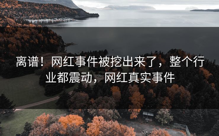 离谱！网红事件被挖出来了，整个行业都震动，网红真实事件